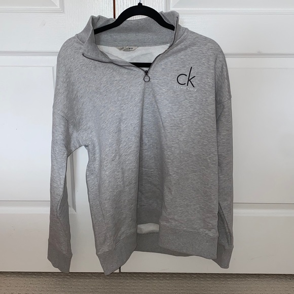 Calvin Klein grey quarter zip hoddie - Picture 1 of 3